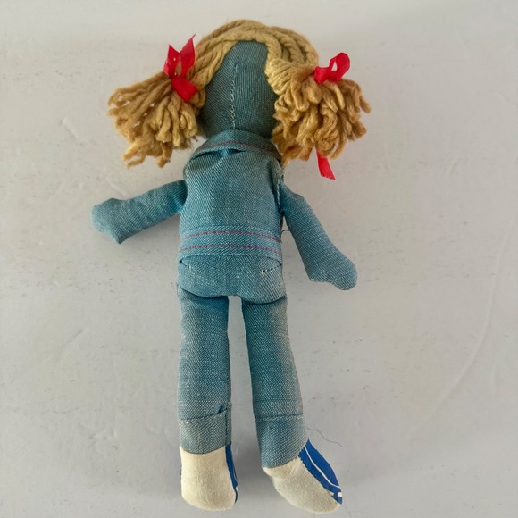 Vintage Levi Strauss Denim Rag Doll 1970s Advertising Red Tab Blonde Hair Plush - Picture 3 of 8